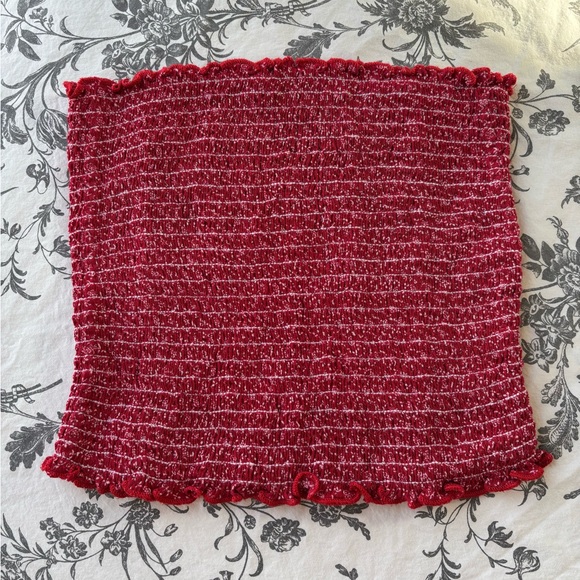 Brandy Melville Tops - Brandy Melville Red Floral Smocked Tube Top